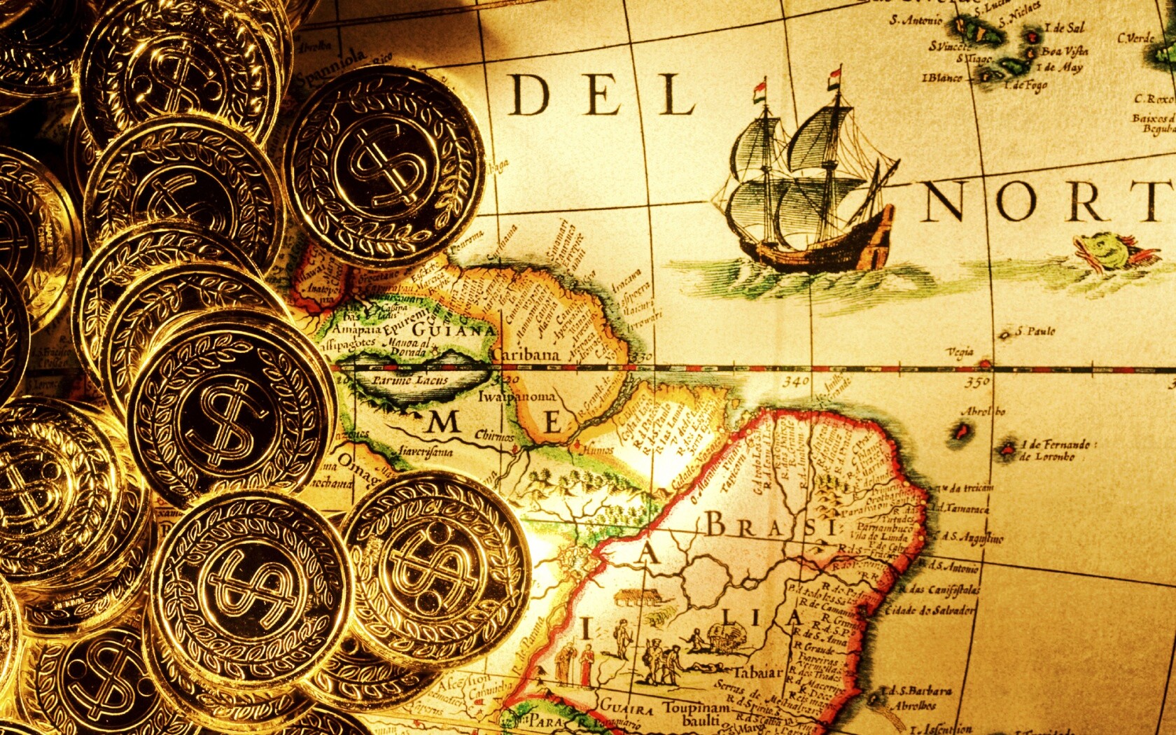 Деньги и карта сокровищ обои