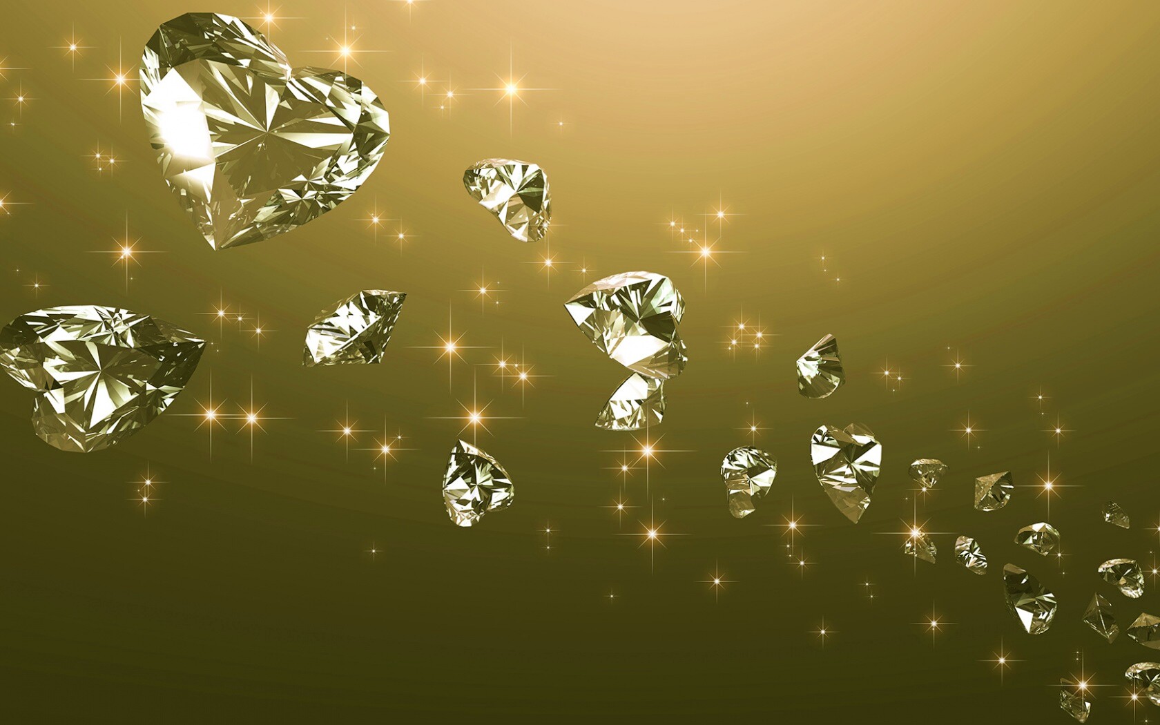 Бриллиантовые сердца обои