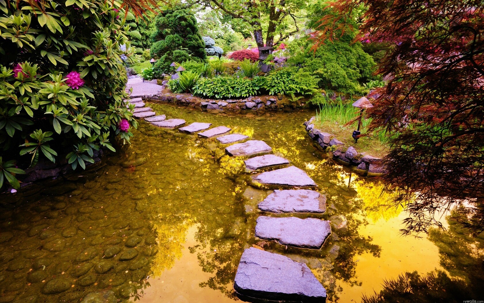 Дорожка через пруд обои