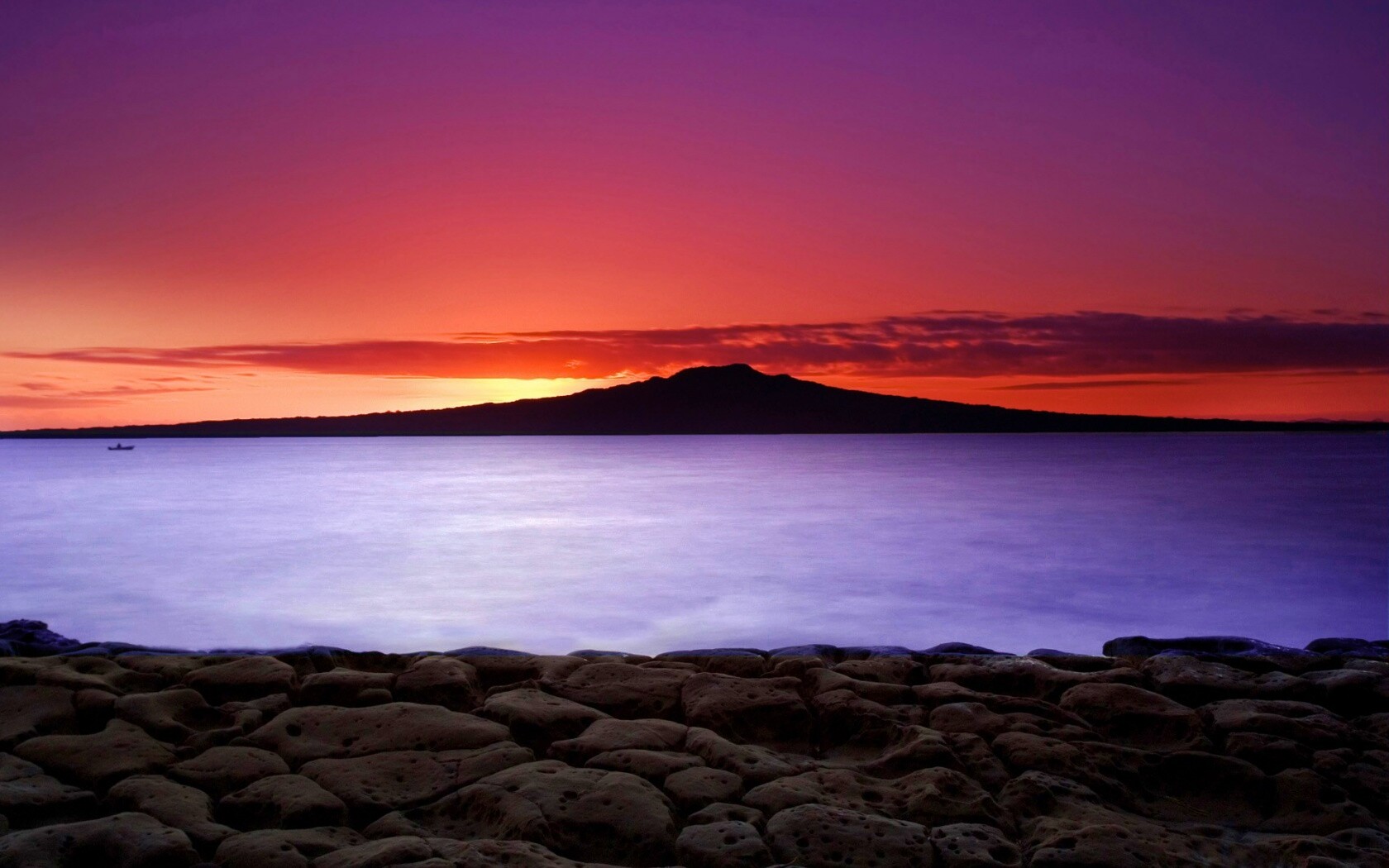 Закат за островом Рангитото обои