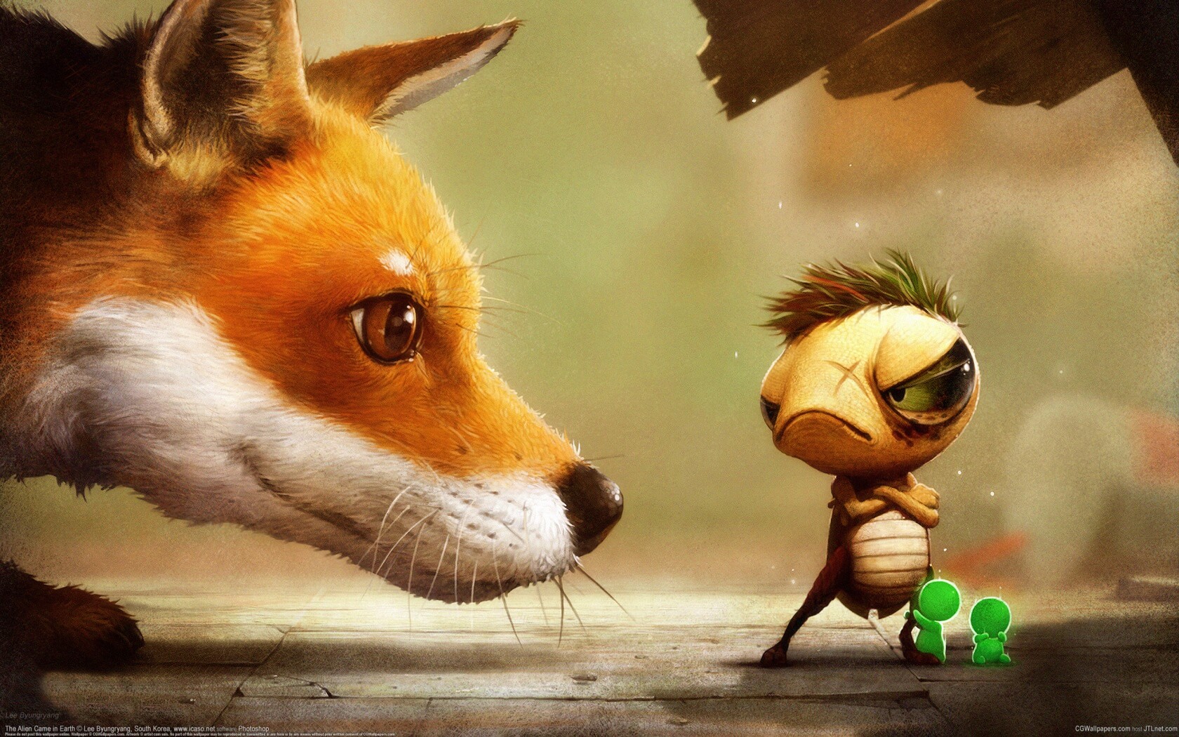 Лиса и жук обои