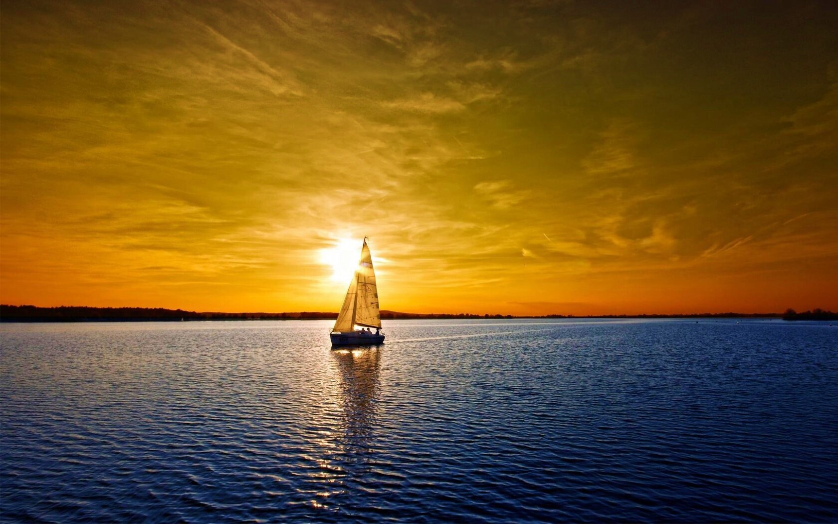 Яхта на закате обои