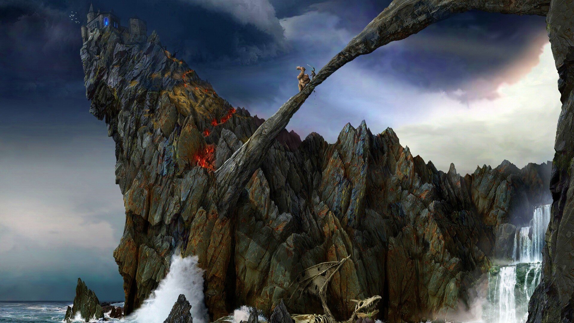 Бой на скале обои