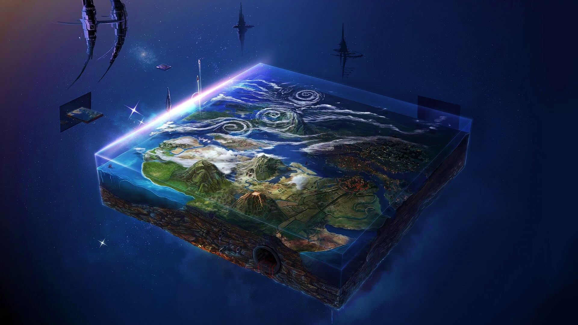 Кубическая земля в вакууме обои