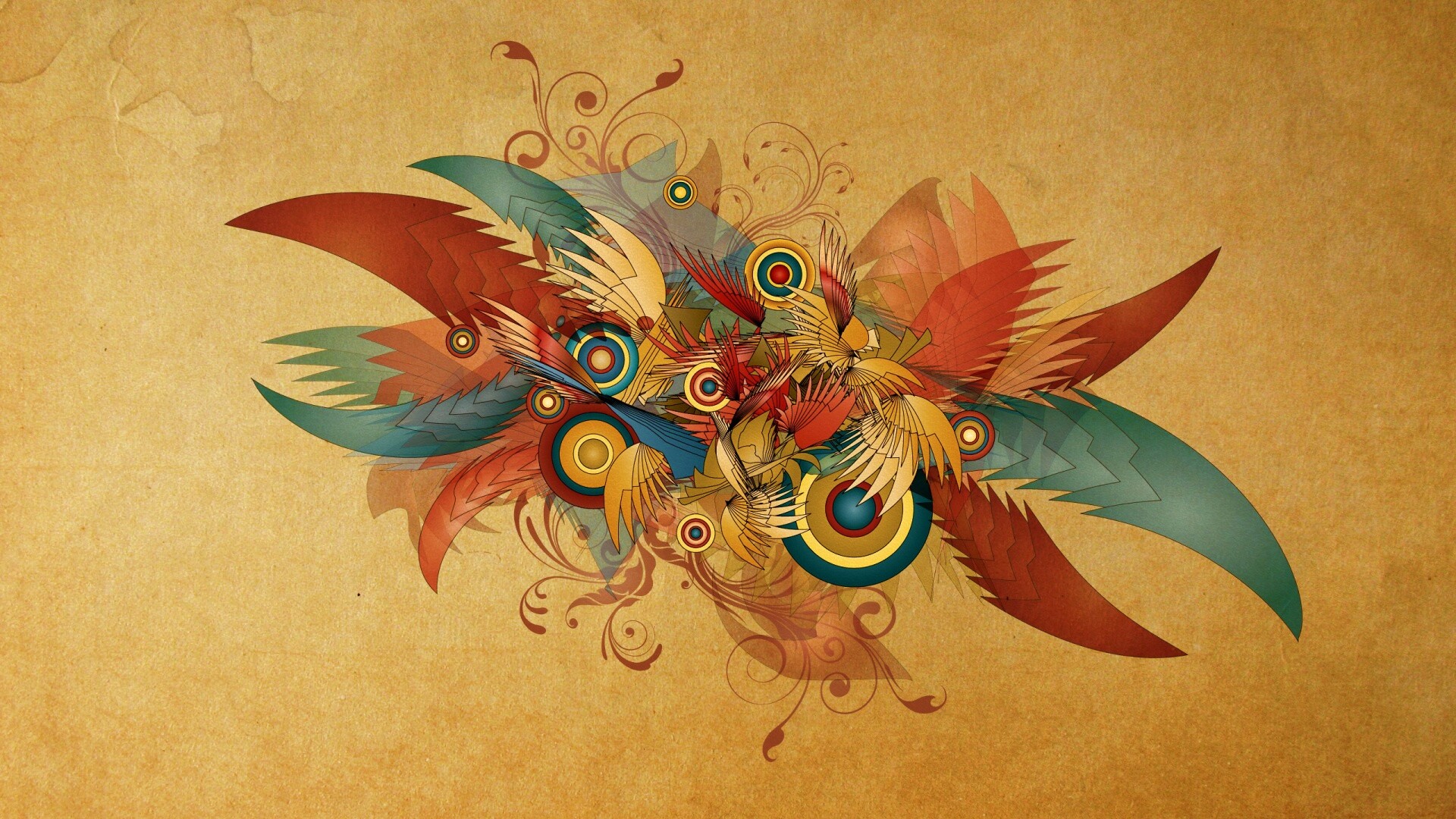 Перья и круги обои