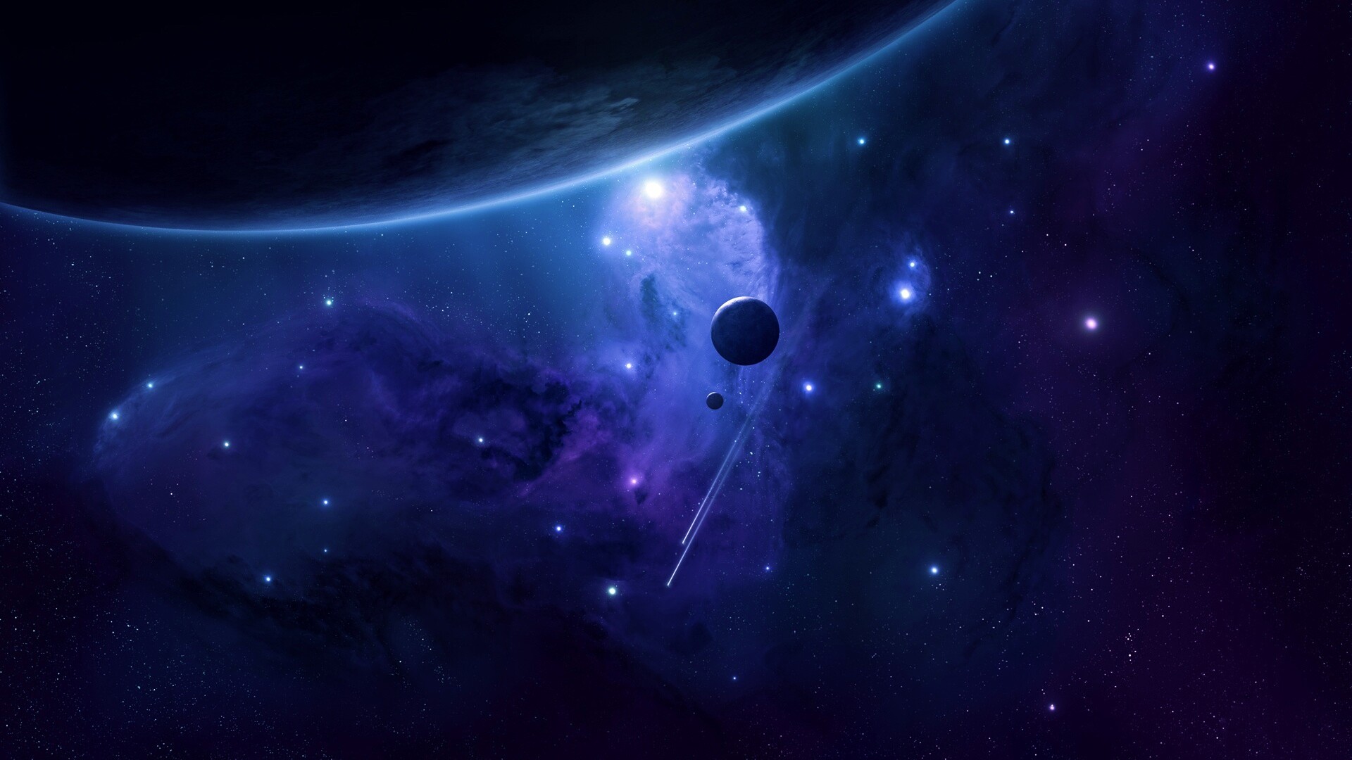 Комета пролетает мимо планеты обои