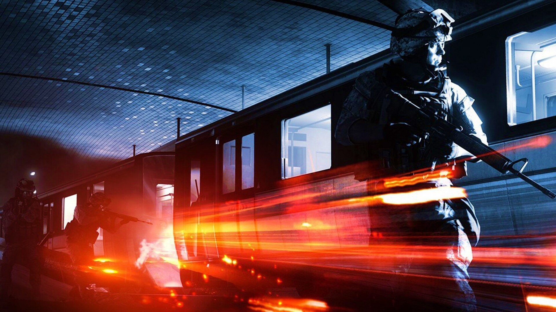 Солдаты на станции метро обои