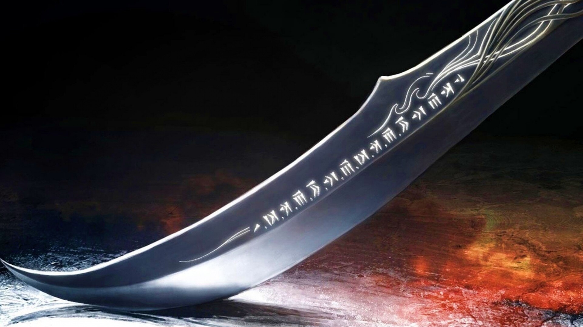 Клинок с магическими рунами обои