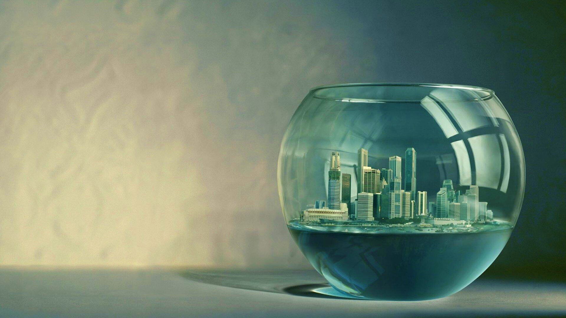 Город в аквариуме обои