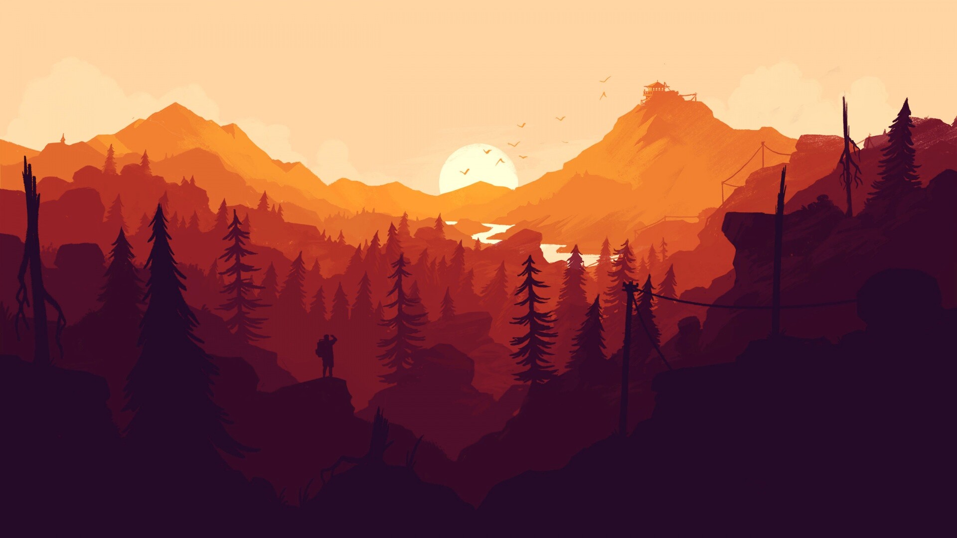 Красный Firewatch обои