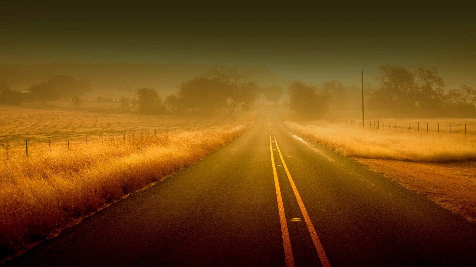 Туманная дорога обои