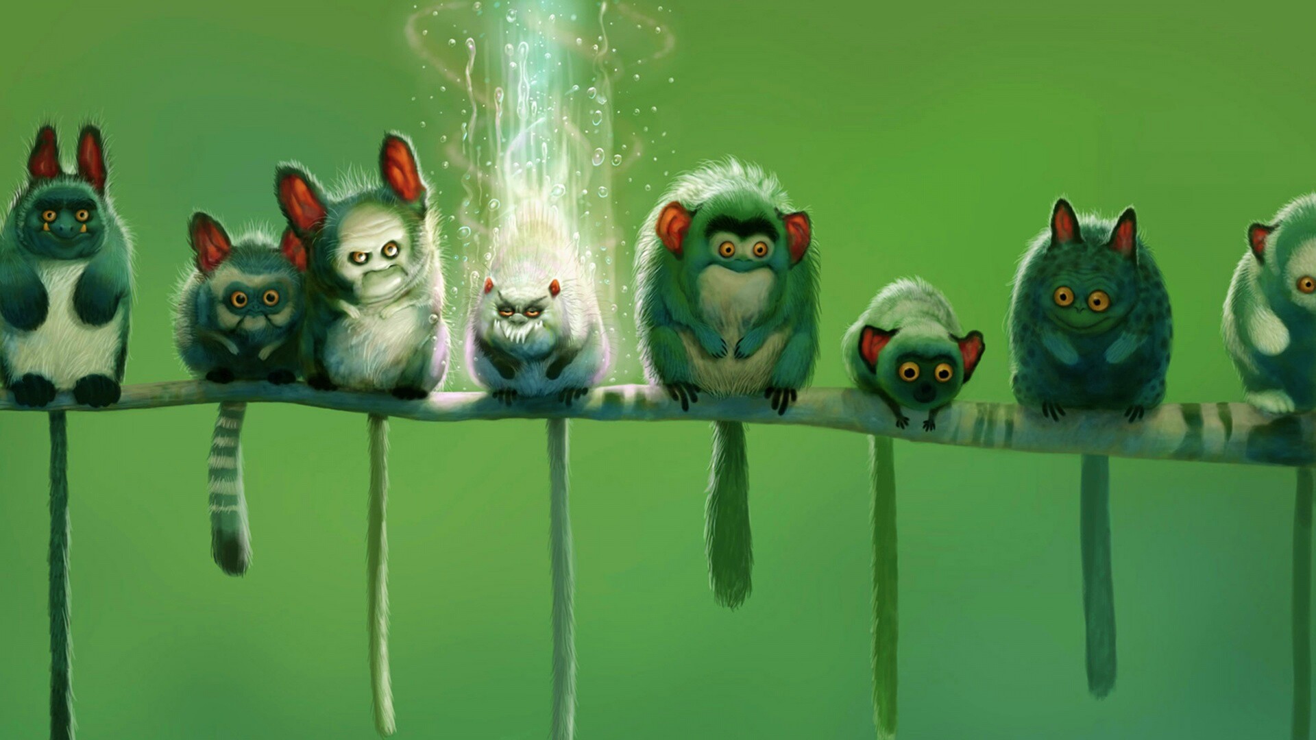 Существа на ветке обои