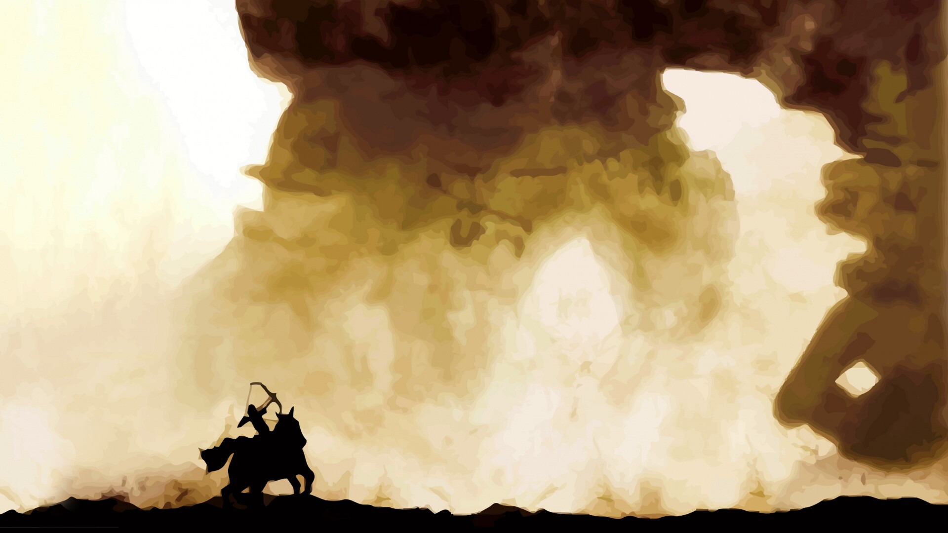 Всадник и огромный голем обои