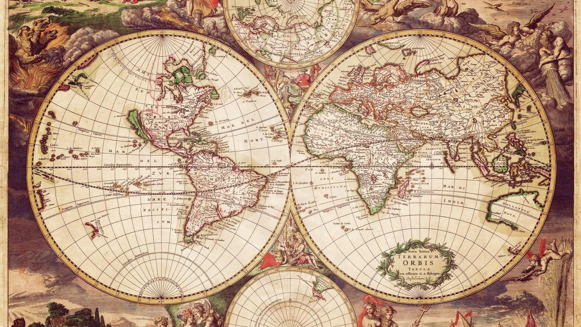 Старинная карта мира обои