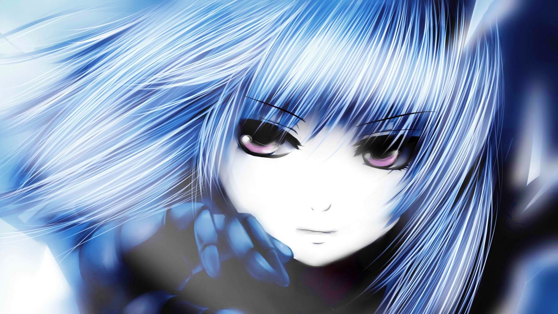 Девушка с голубыми волосами обои