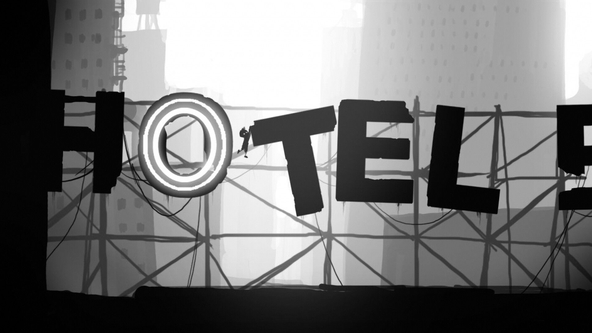 Мальчик из Limbo на вывеске "Hotel" обои