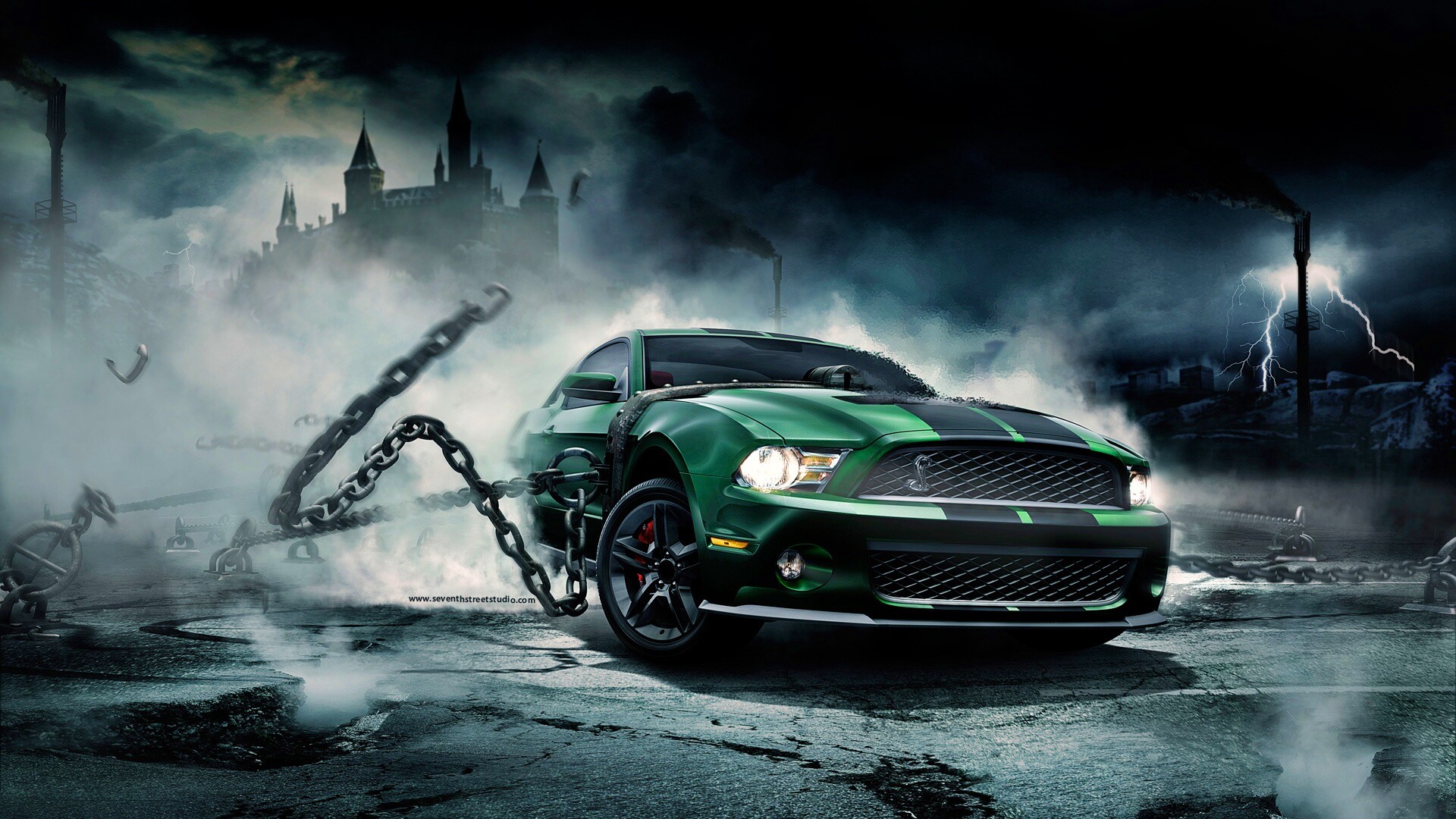 Ford Mustang рвёт цепи обои