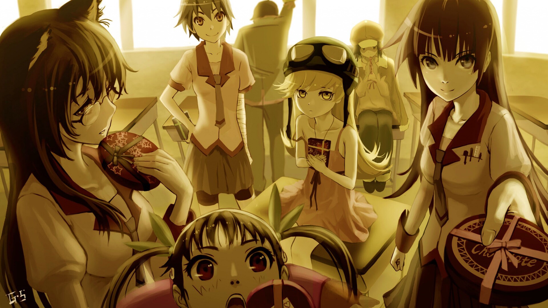 Девушки из Bakemonogatari обои