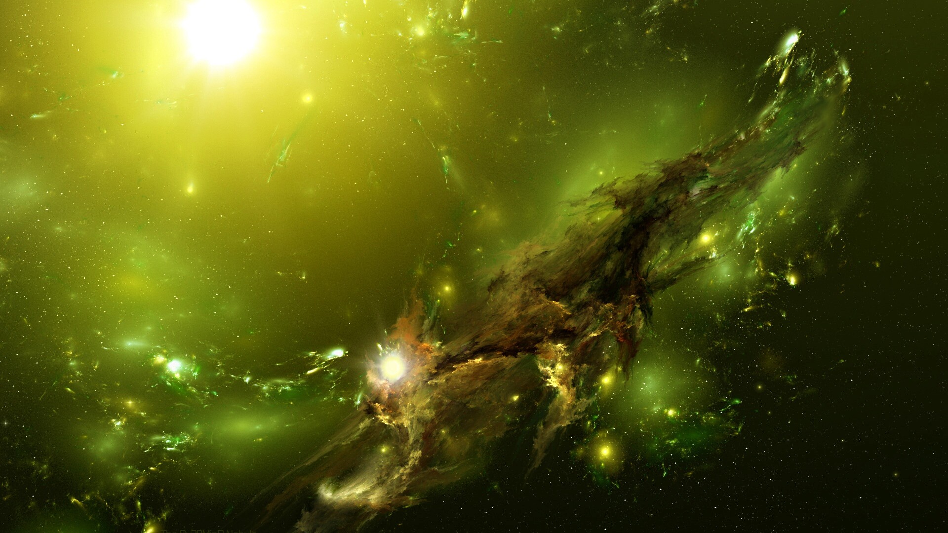 Зеленая туманность обои