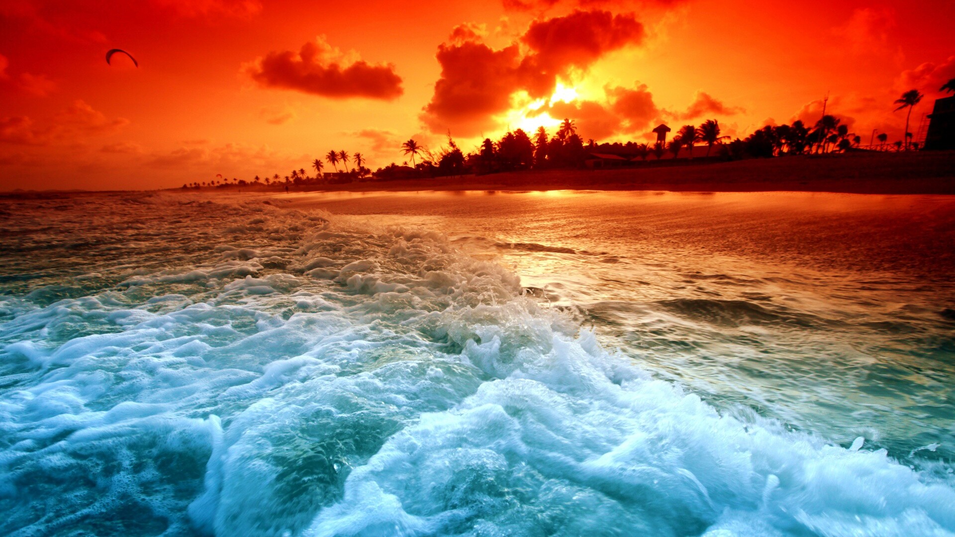 Огненный пляж обои