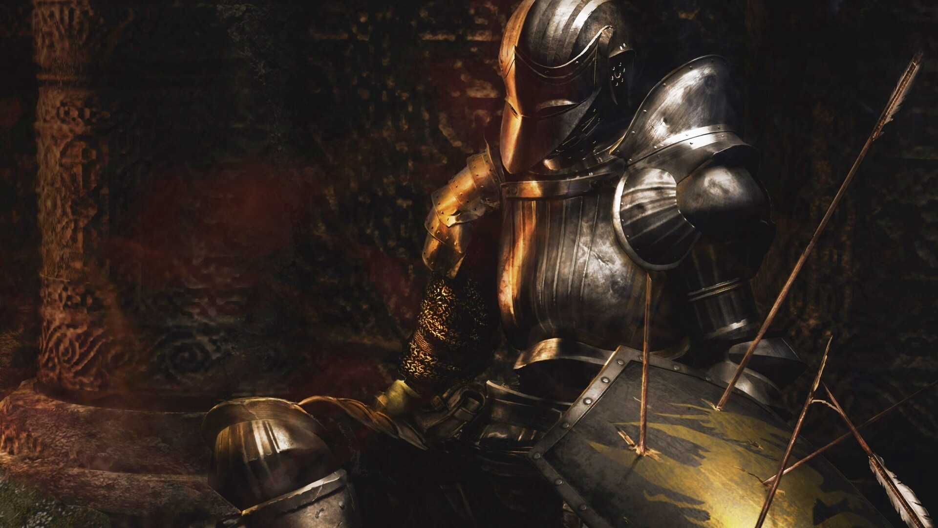 Поверженный рыцарь в доспехах обои