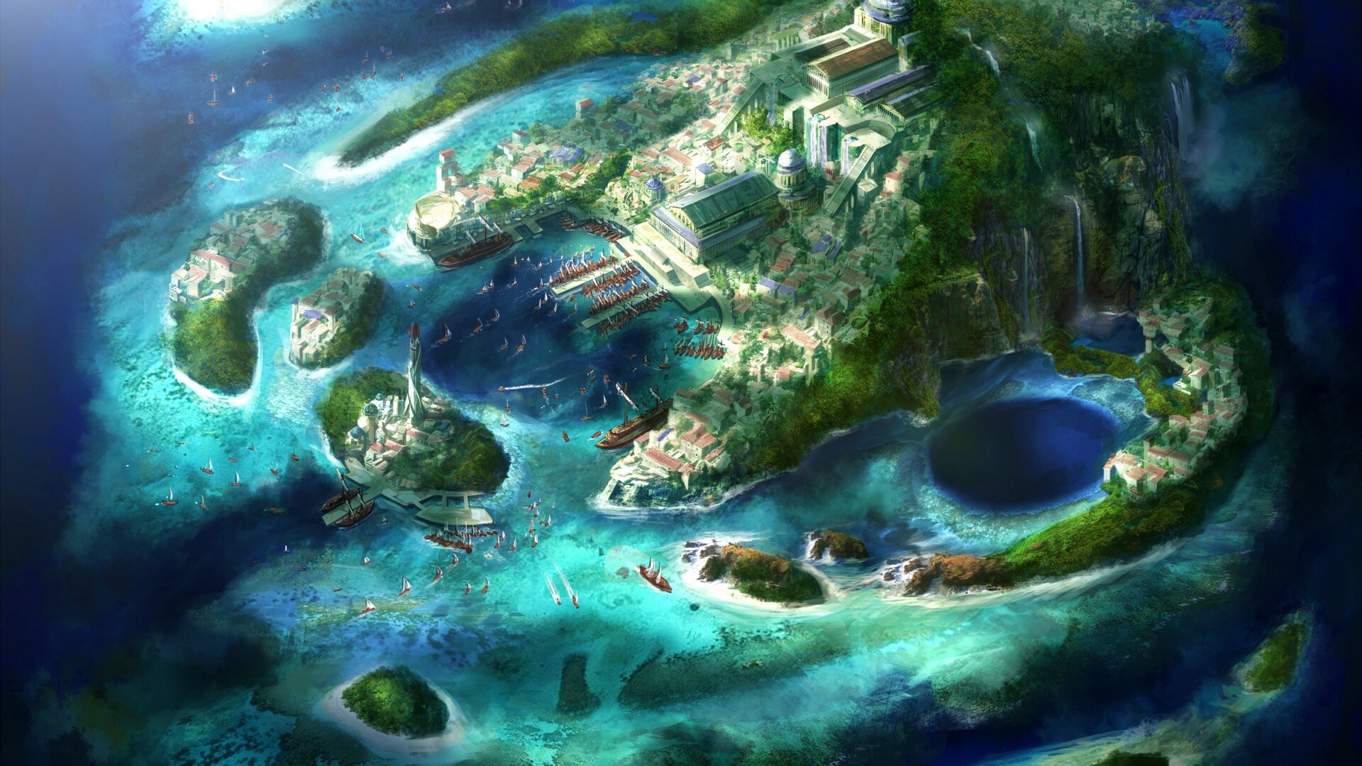 Город на острове обои