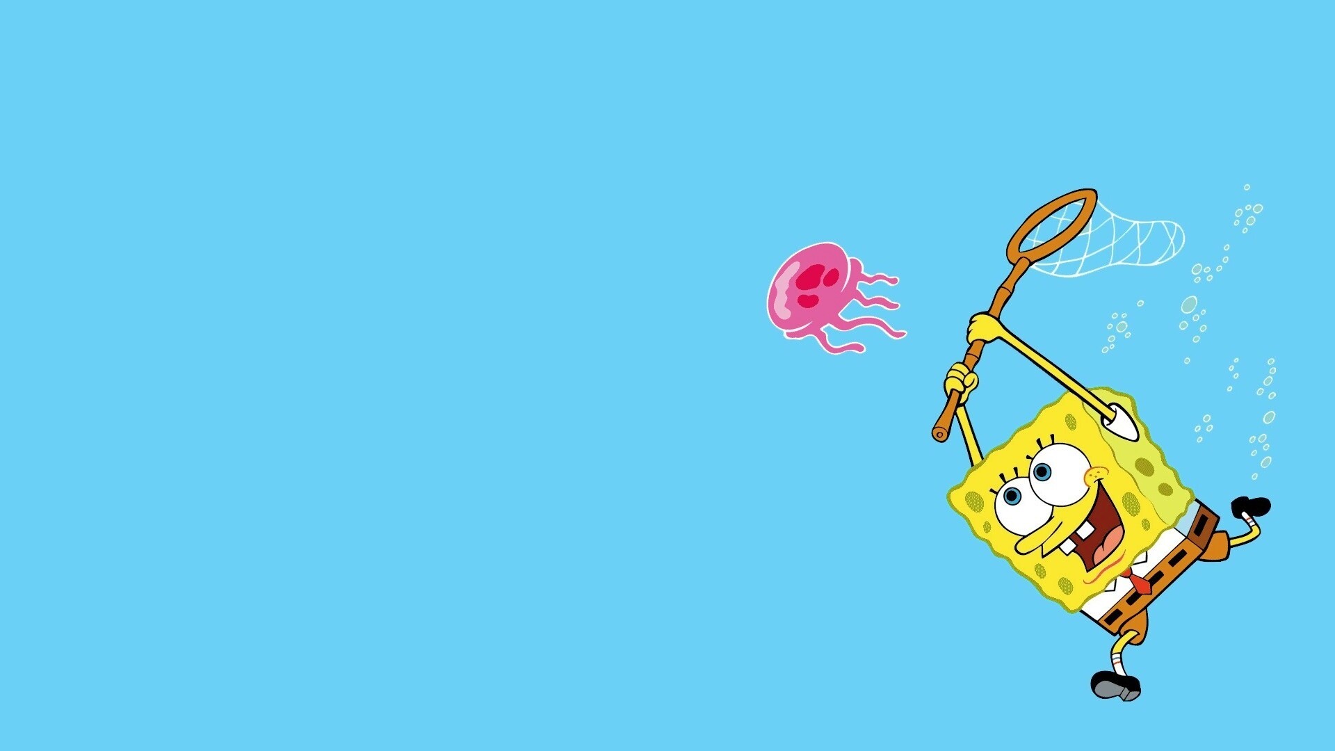 Губка Боб гонится за медузой обои