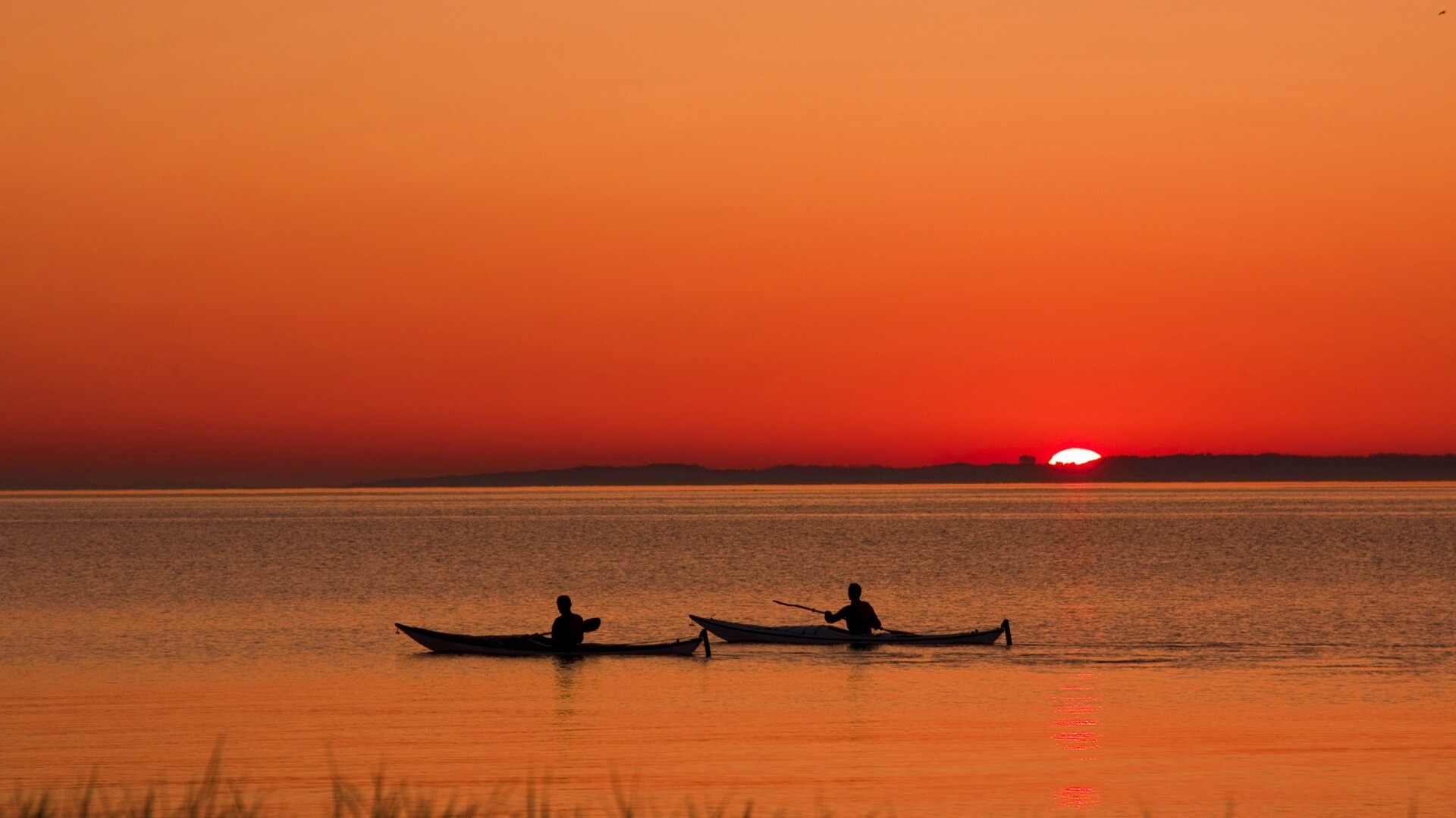 Рыбаки на лодках обои