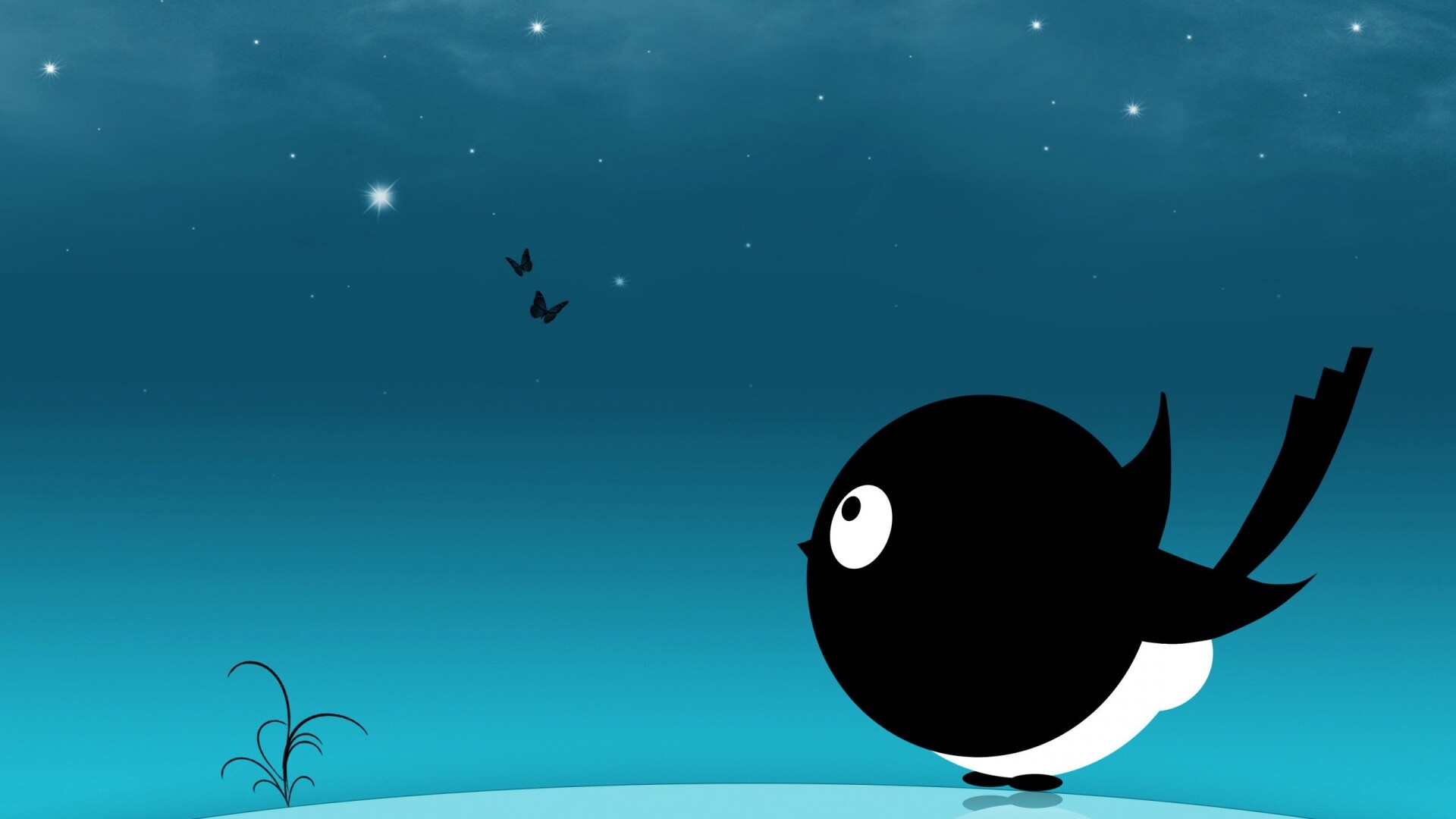 Нарисованная птичка обои