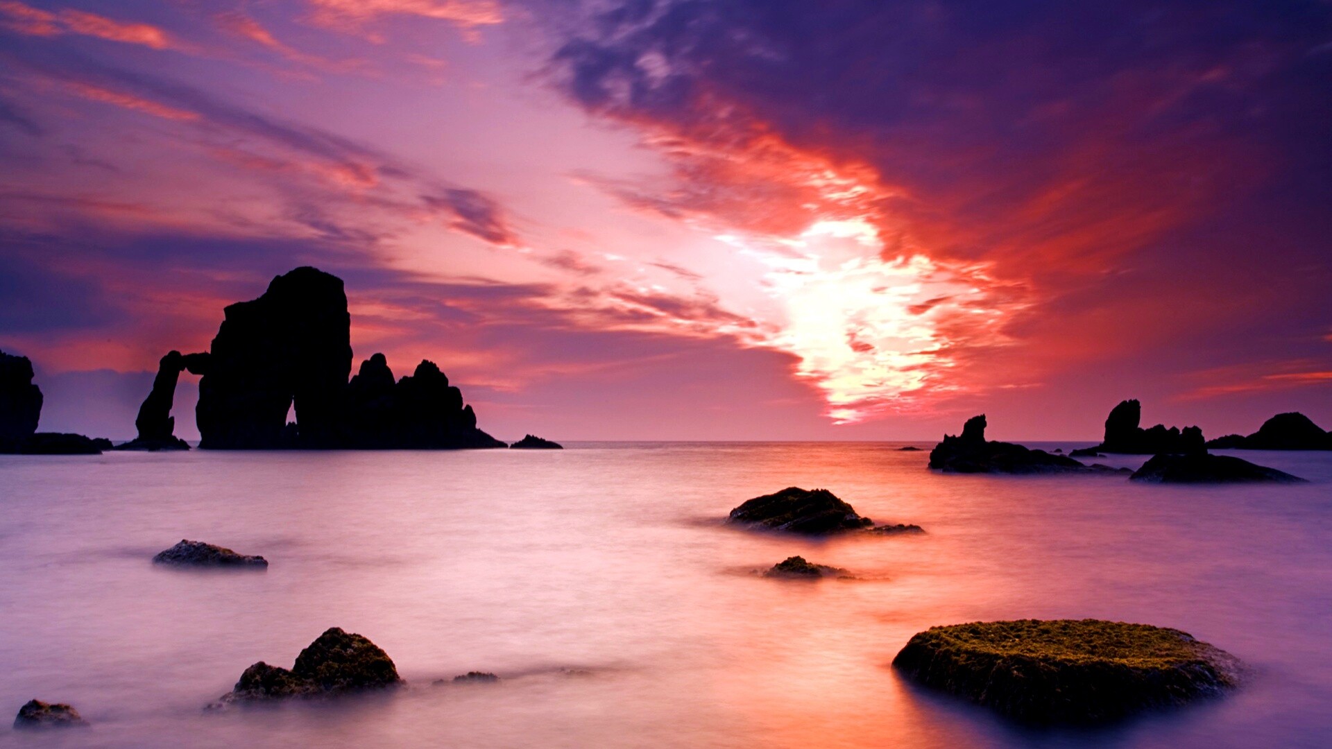 Закат на море обои