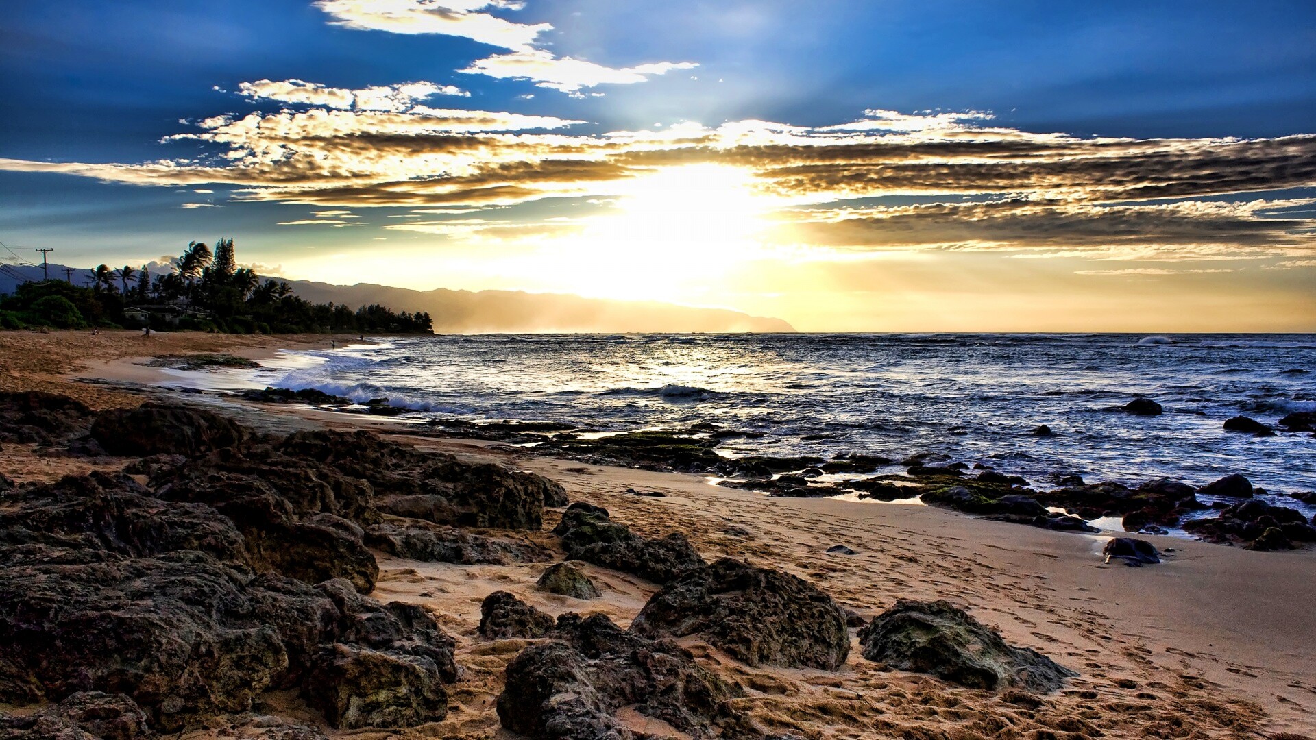 Закат на море обои