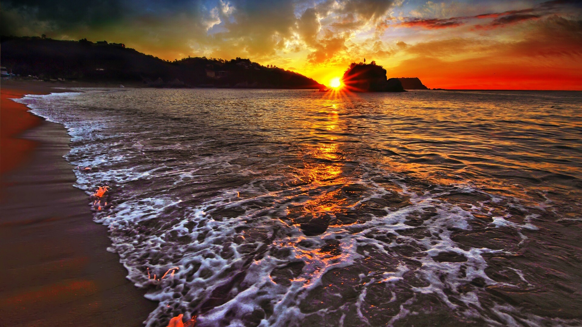 Закат в лагуне обои