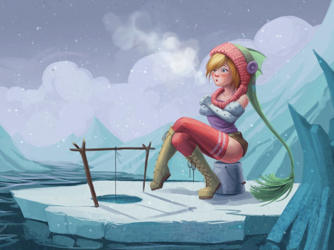 Тяготы зимней рыбалки обои