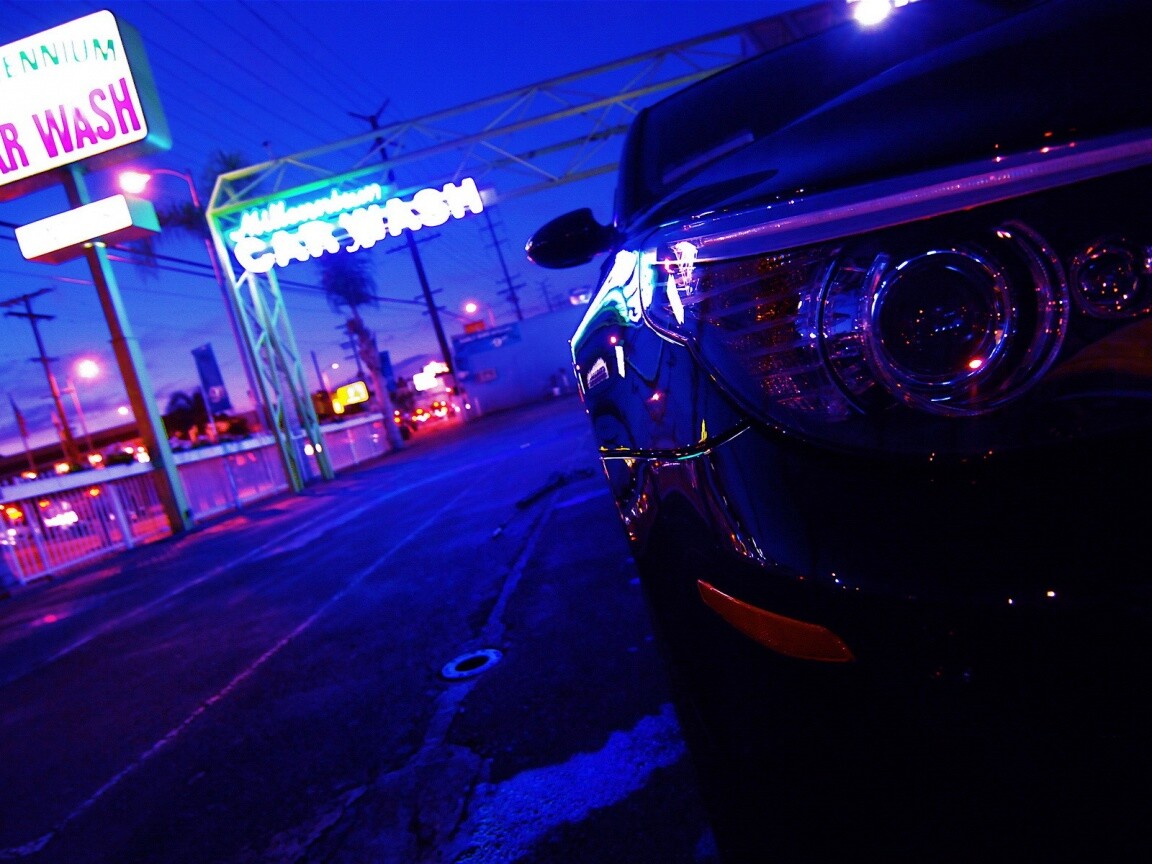 Ночная автомойка обои