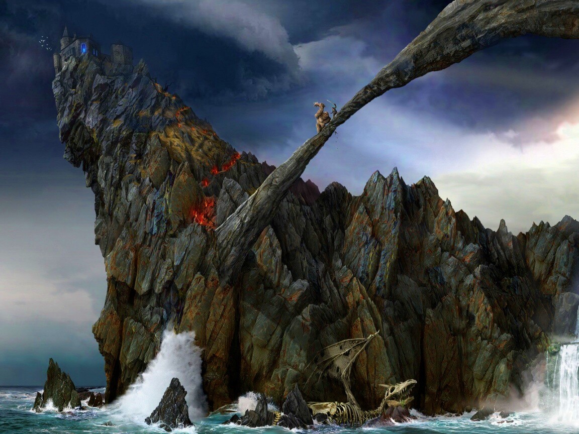 Бой на скале обои