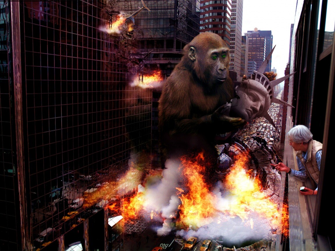 Обезьяна терроизирует Нью-Йорк обои