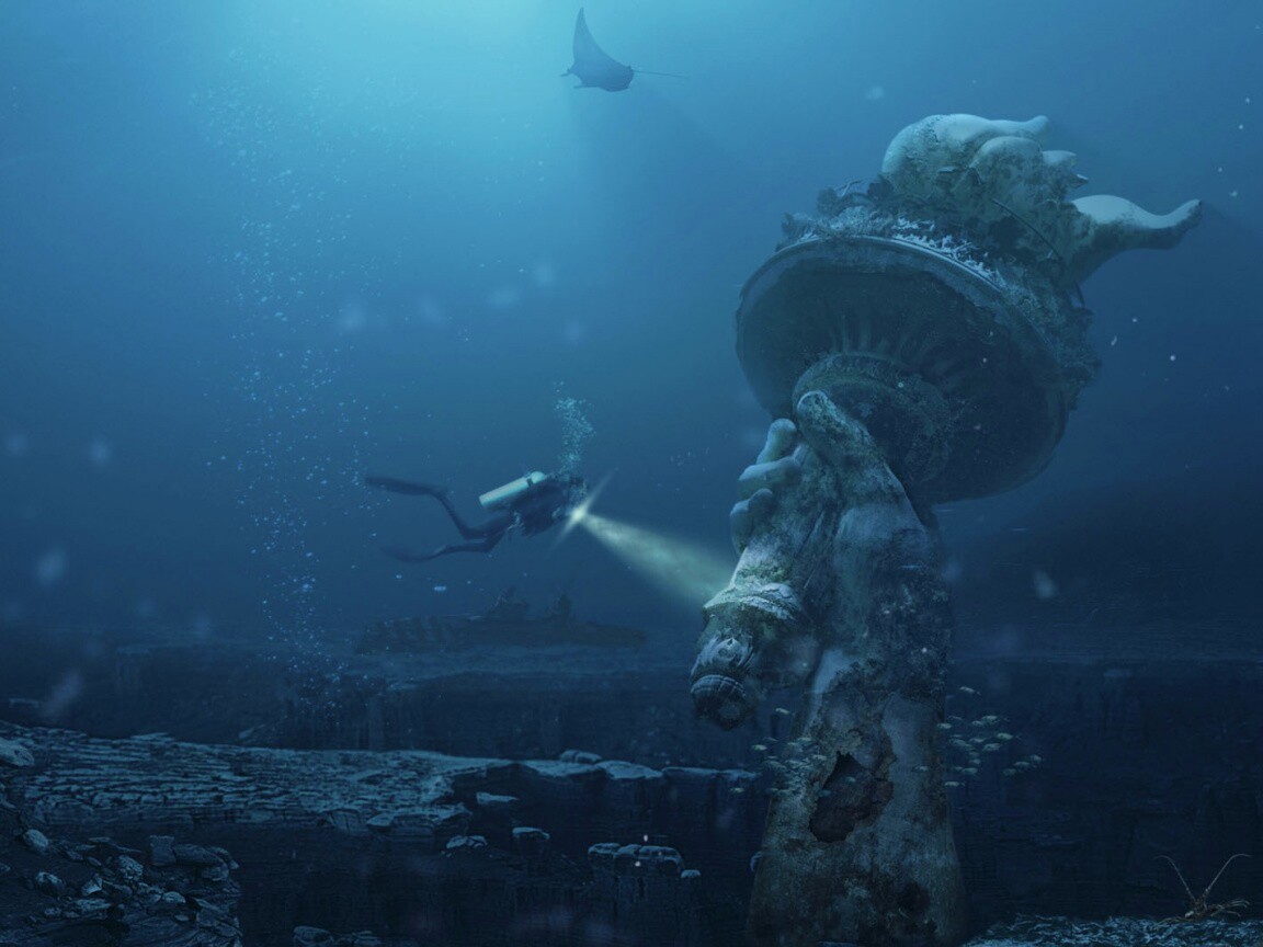 Затопленный Нью-Йорк обои