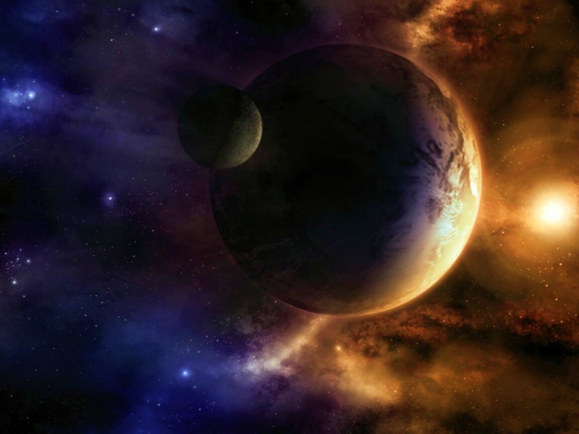 Планета с одним спутником обои