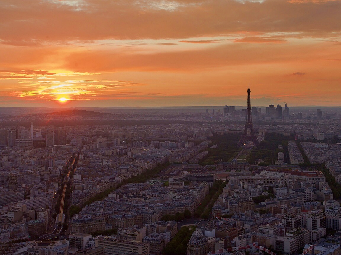 Вид на вечерний Париж обои