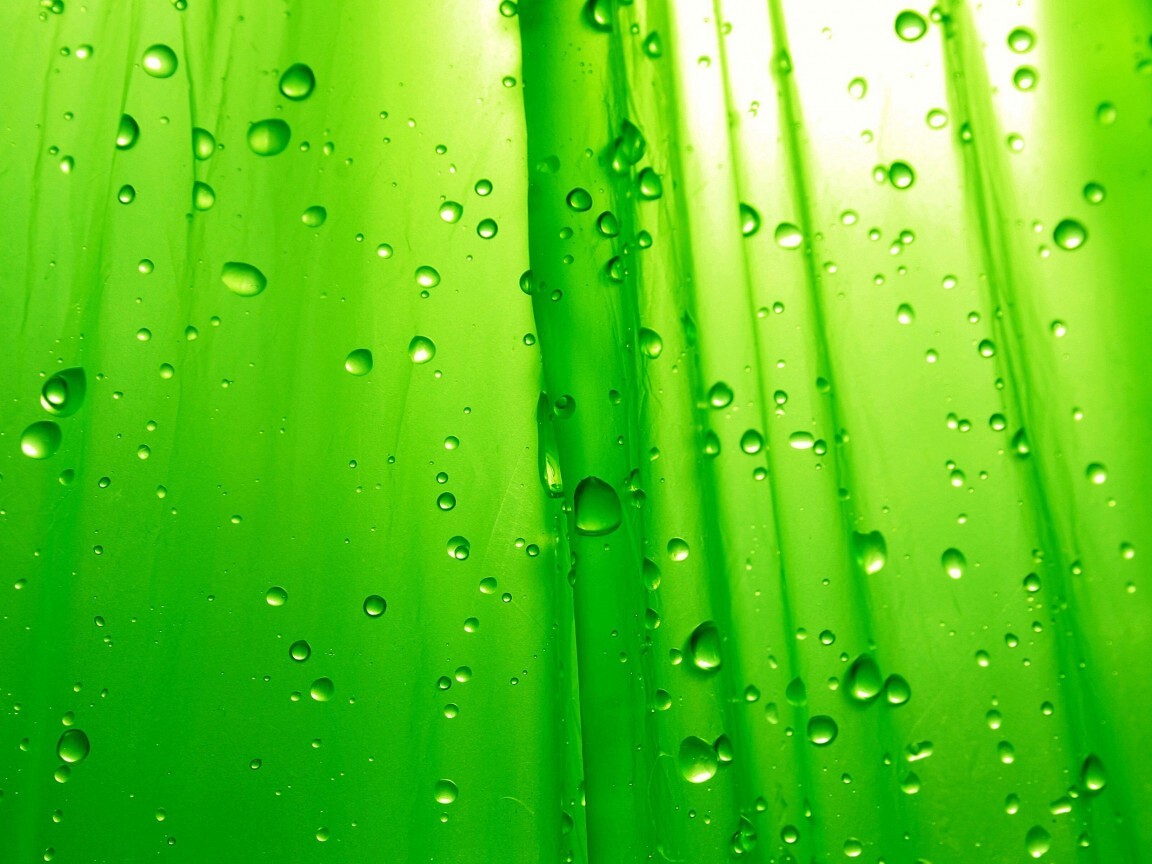 Капли на зеленом пластике обои