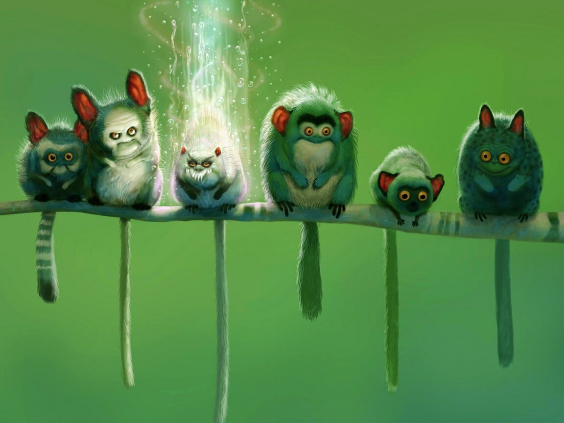 Существа на ветке обои