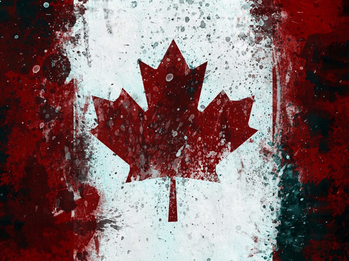 Флаг Канады нарисованный краской обои