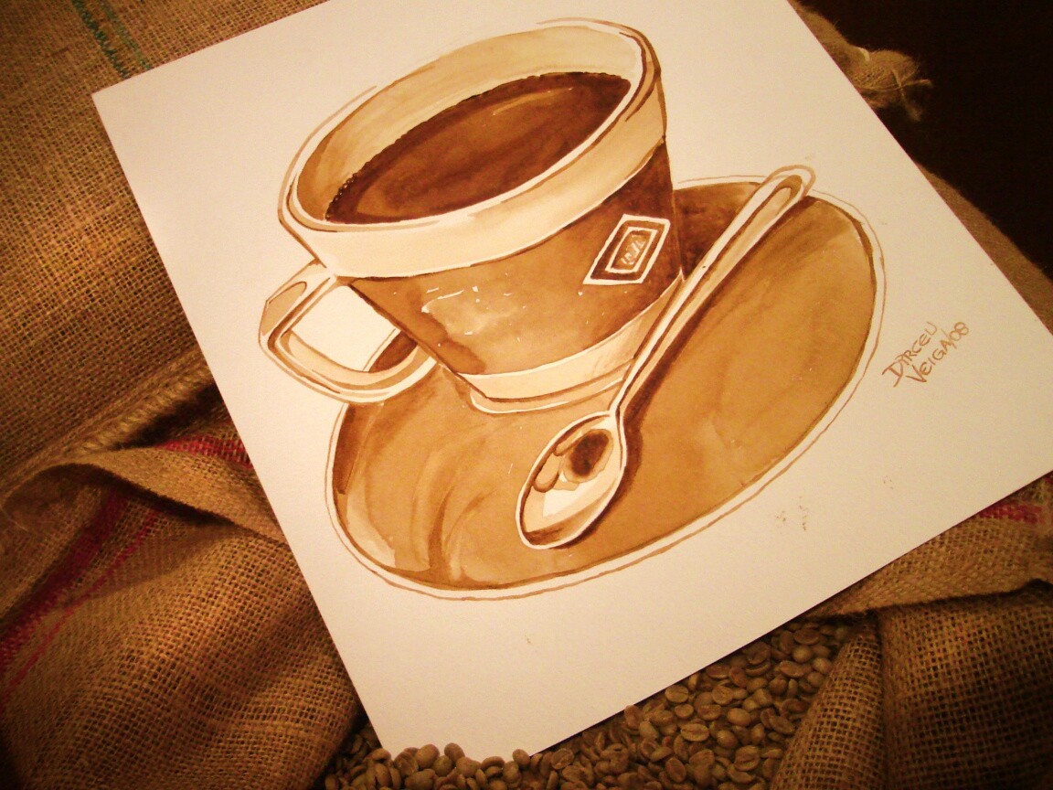 Нарисованная чашка кофе обои