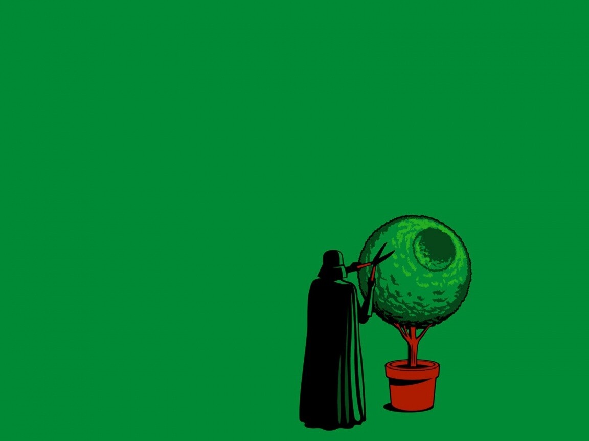 Дарт Вейдер постригает куст обои