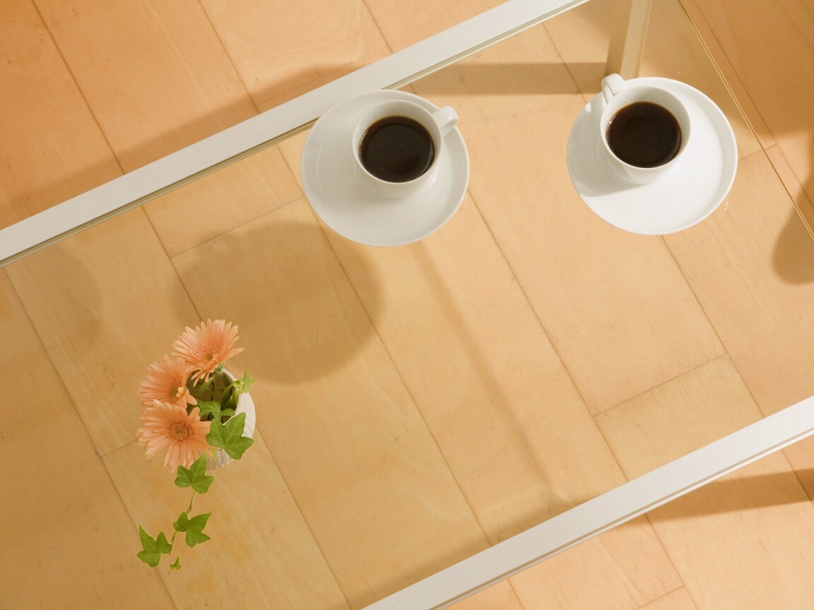 Кофе и цветы обои