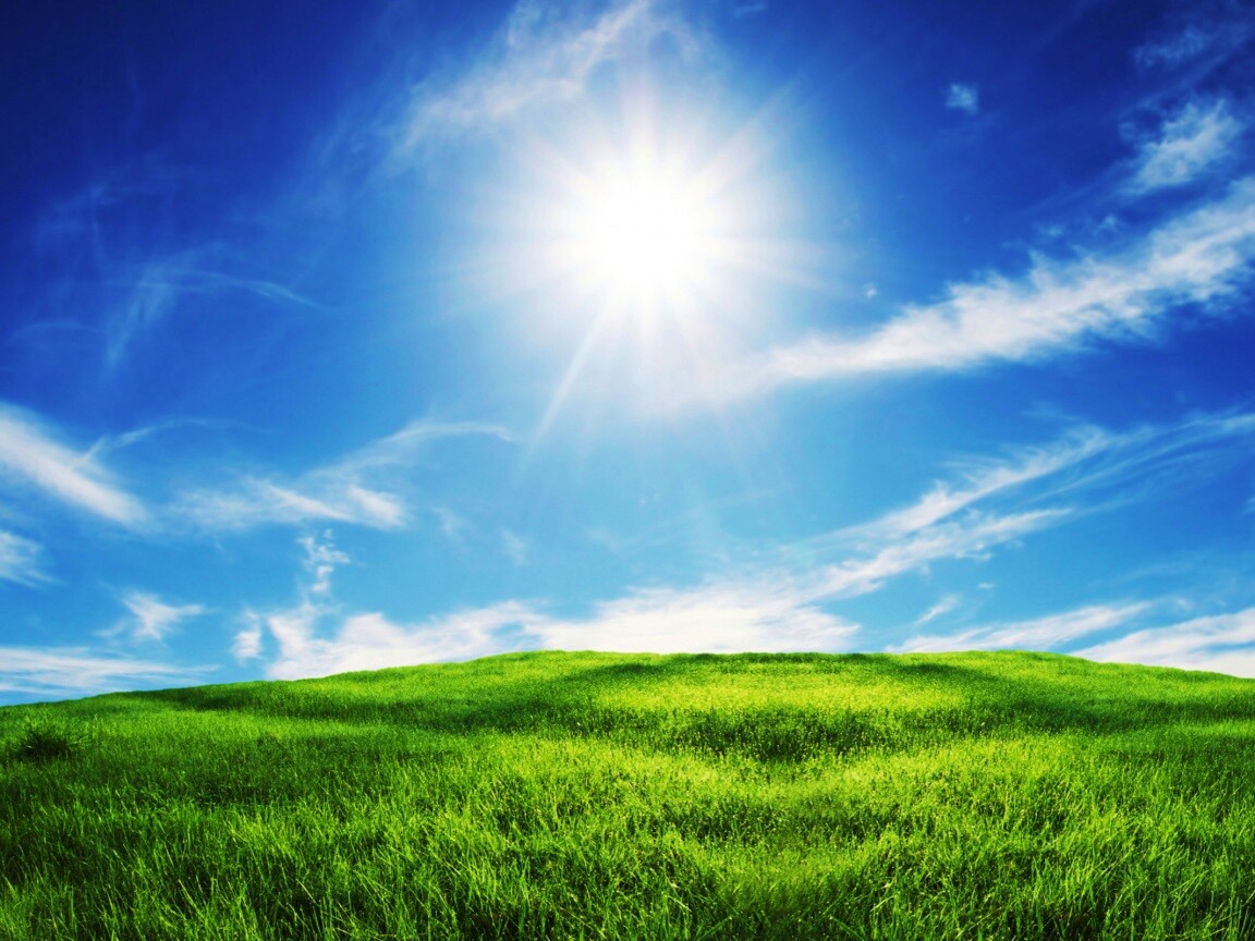 Солнце над холмом обои