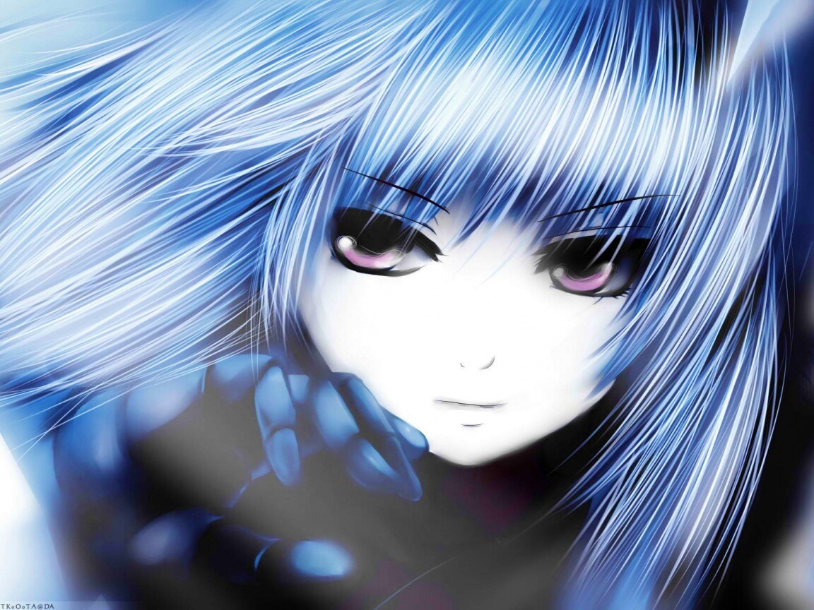 Девушка с голубыми волосами обои