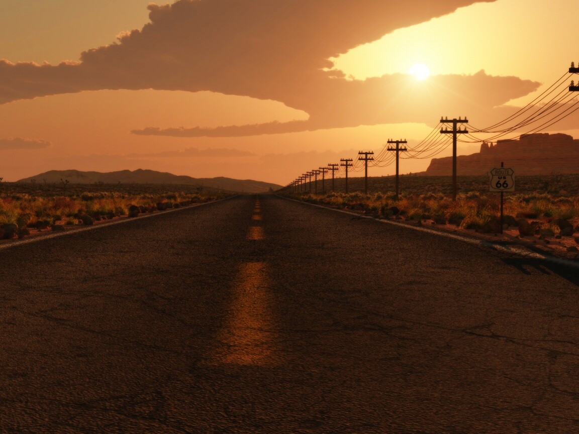 Дорога в пустыне обои