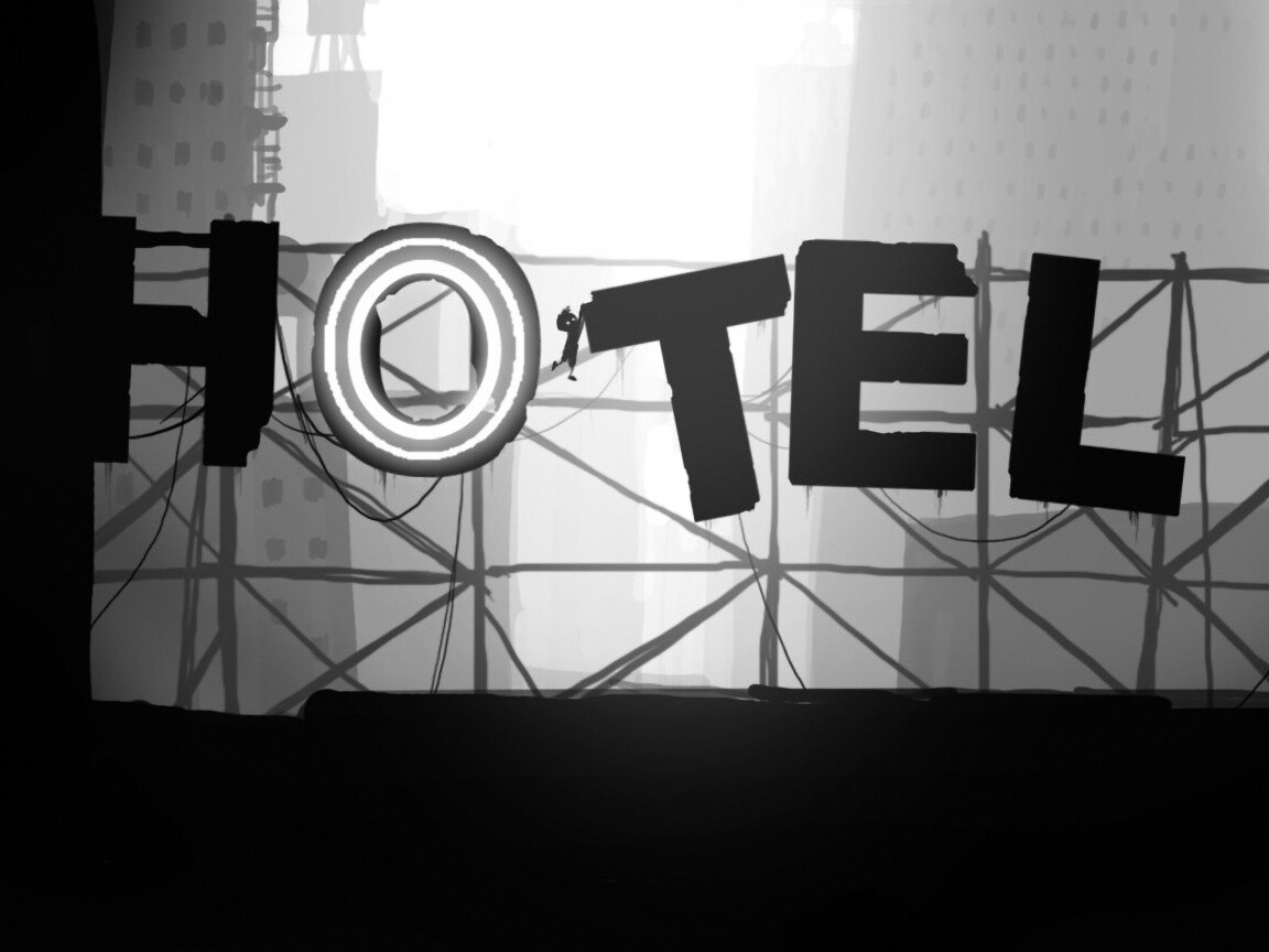 Мальчик из Limbo на вывеске "Hotel" обои