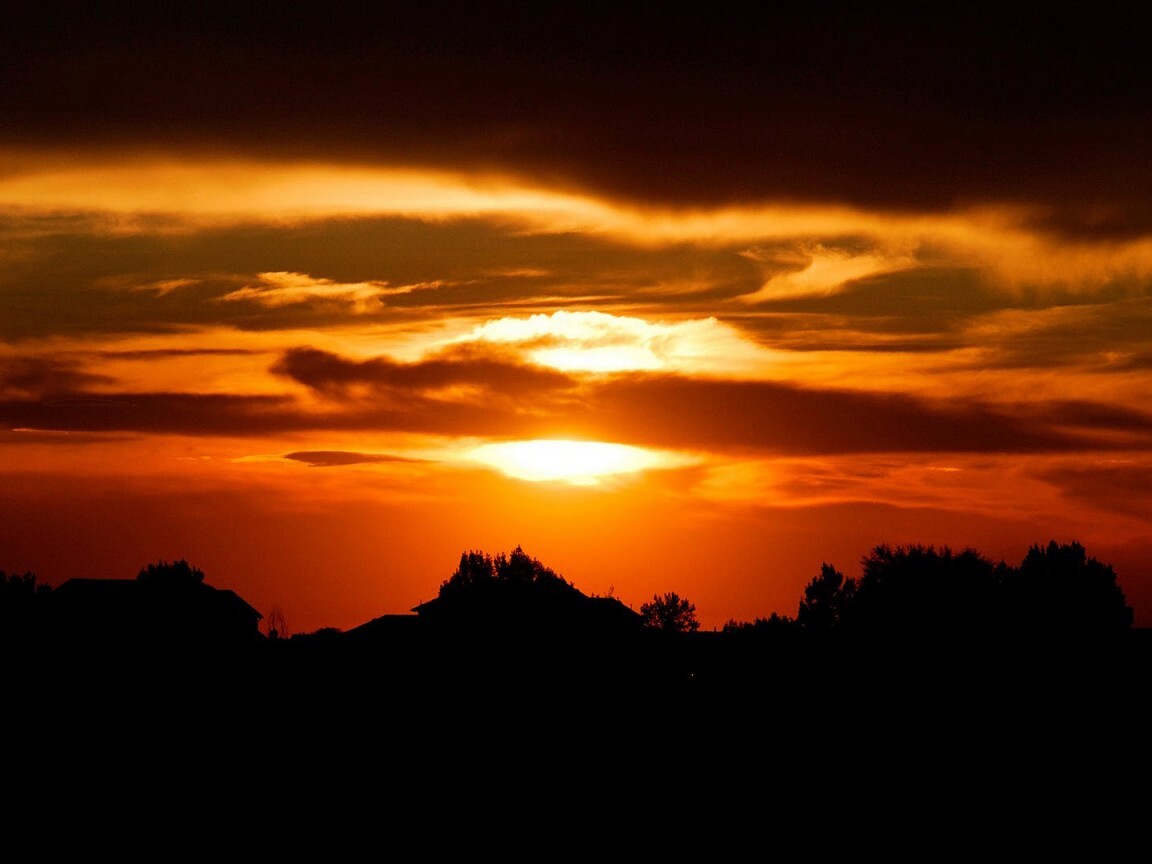 Оранжевый закат обои